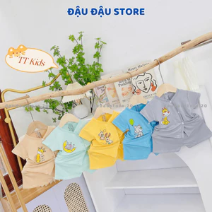 Combo 2/3/5 Bộ cộc tay vạt chéo sơ sinh thun lạnh TT mềm mịn nhiều màu cho bé trai bé gái 3-9kg TT-CL77 Đậu Đậu Store