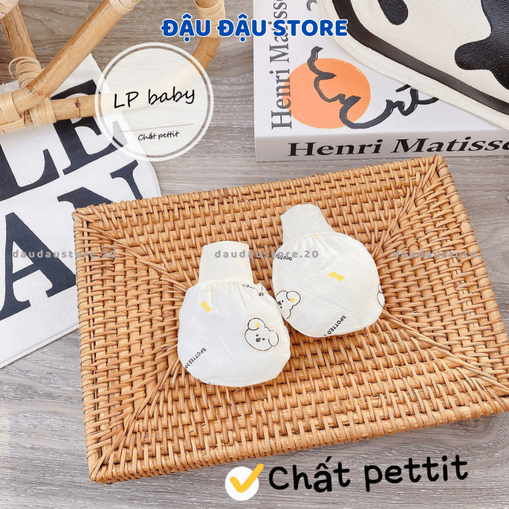 (Set 2 ĐÔI) Bao Tay Thun Lạnh PETIT LP Cho Bé sơ sinh mềm mịn thoáng mát co giãn in họa tiết Đậu Đậu Store