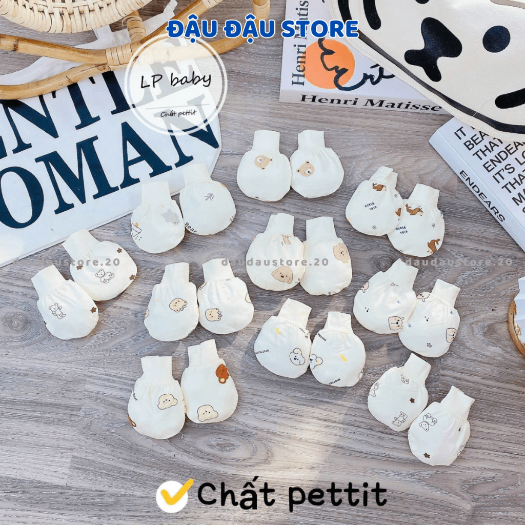 (Set 2 ĐÔI) Bao Tay Thun Lạnh PETIT LP Cho Bé sơ sinh mềm mịn thoáng mát co giãn in họa tiết Đậu Đậu Store