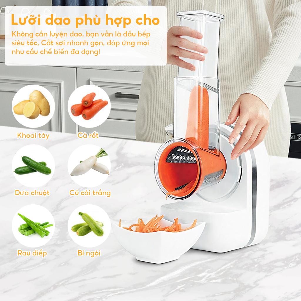 Máy thái rau điện 3 trong 1+Máy nấu ăn+Máy làm kem