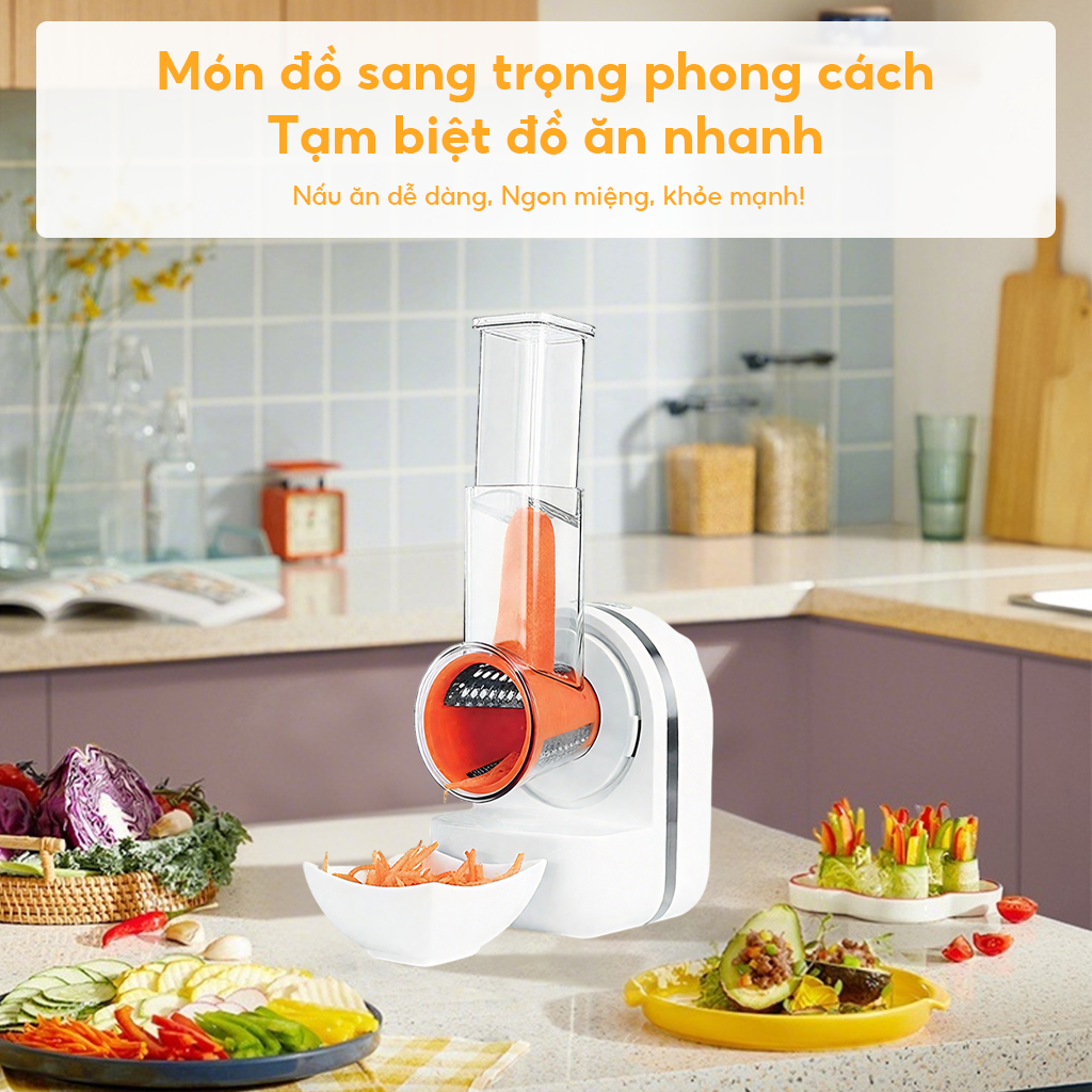 Máy thái rau điện 3 trong 1+Máy nấu ăn+Máy làm kem