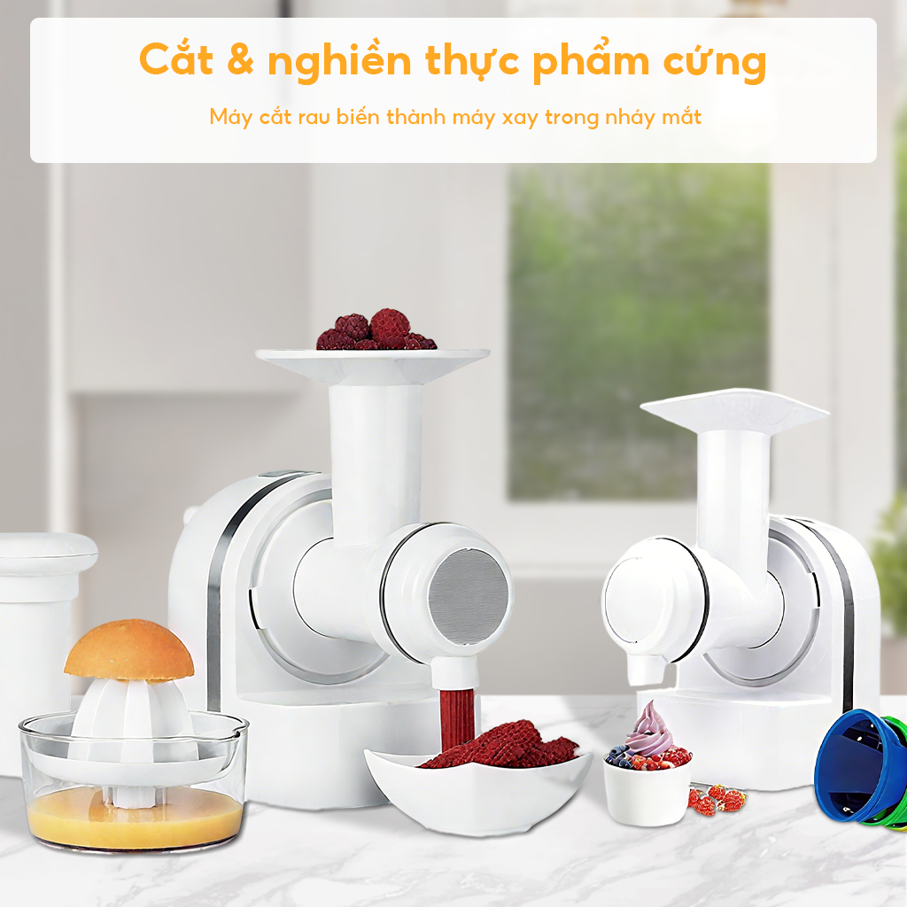 Máy thái rau điện 3 trong 1+Máy nấu ăn+Máy làm kem