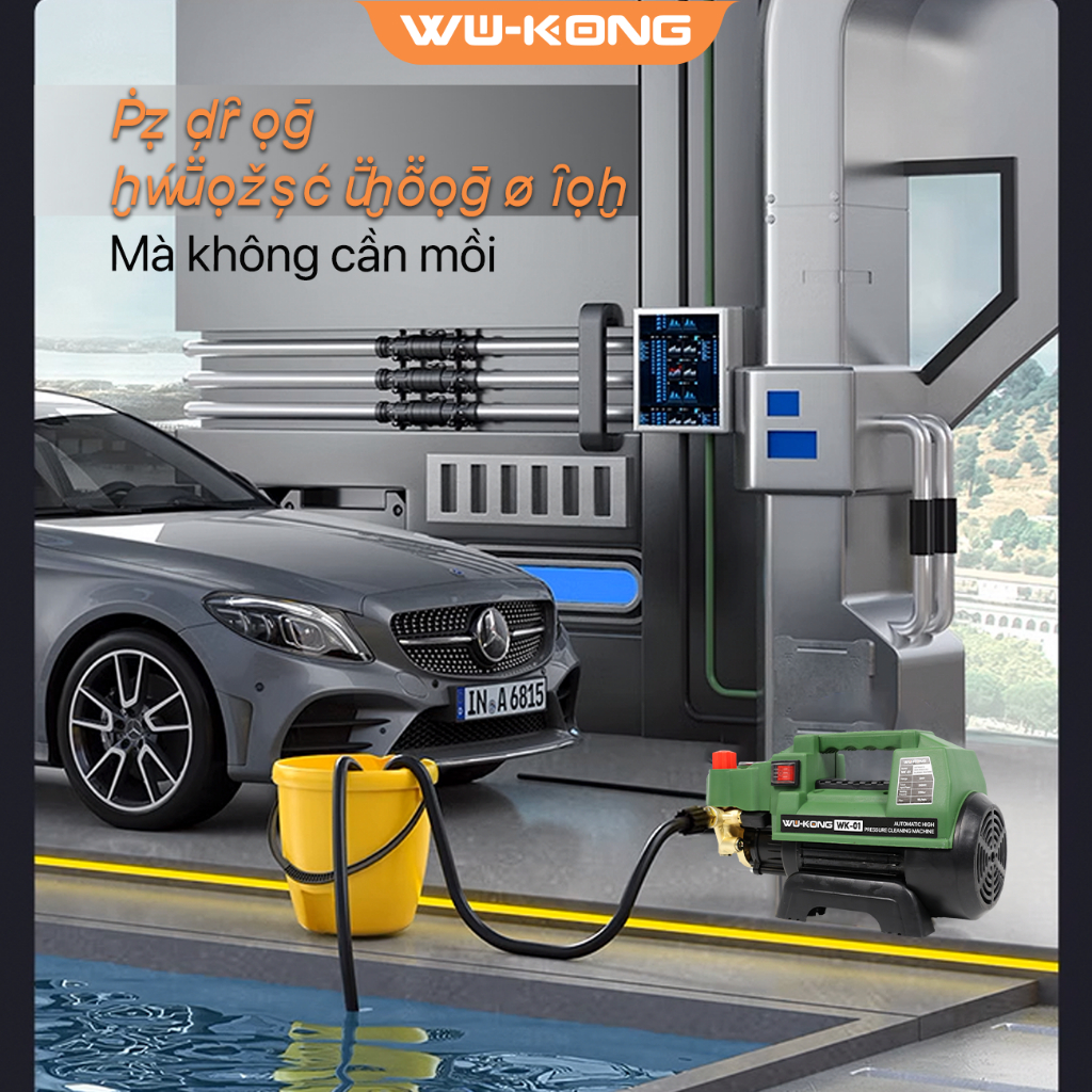 Máy rửa xe WUKONG WK-01.có chỉnh áp, có chống giật,siêu mạnh. tặng kèm bình bọt tuyết