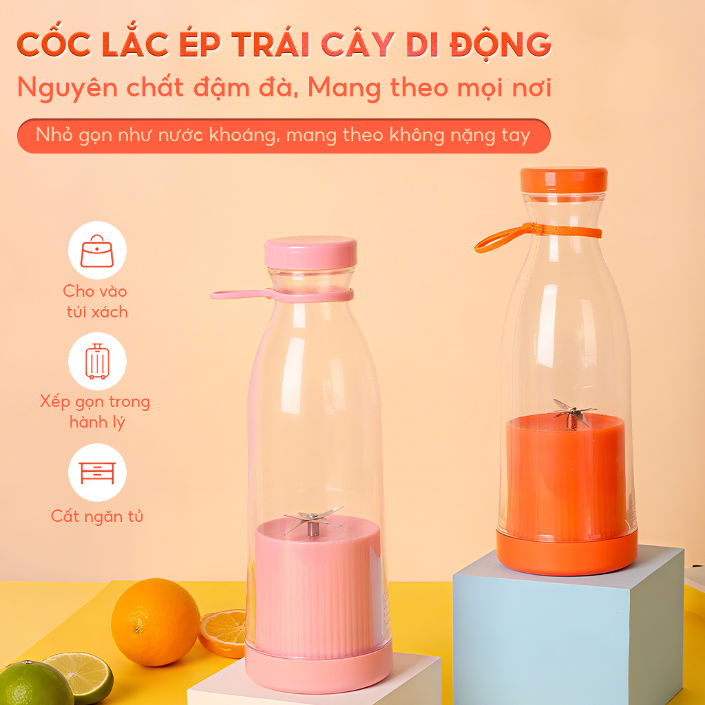 ‌Máy Ép Trái Cây Di Động 6 Lưỡi Dao USB: Thiết Kế Cầm Tay Nhỏ Gọn + Sạc Nhanh 2H - Xay Sinh Tố, Sữa Hạt Cho Gia Đình & H
