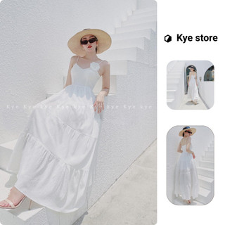 Đầm thiết kế KYE, váy Maxi trắng đi biển