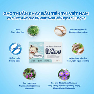 Gạc Rơ Lưỡi Thuần Chay Bicare Hộp 30 Gói Giúp Bé Vệ Sinh Răng Miệng, Ngăn Ngừa Sâu Răng