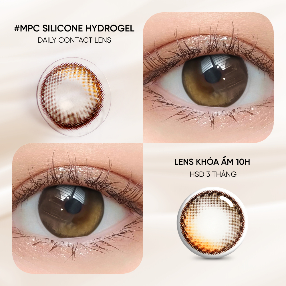 [1 chiếc] Kính áp tròng khoá ẩm 10H 3 Tháng màu Aurora Brown/ Luna Brown/ Ovia Brown (Lens cận Outlet) -