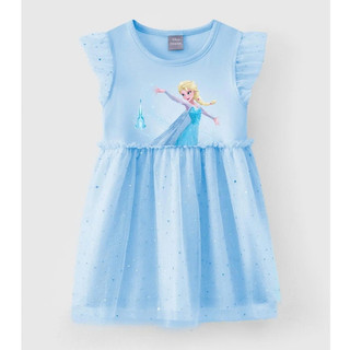 Đầm thun voan lấp lánh tay cánh tiên Elsa Disney bé gái Rabity 550.033