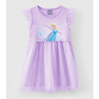Đầm thun voan lấp lánh tay cánh tiên Elsa Disney bé gái Rabity 550.033