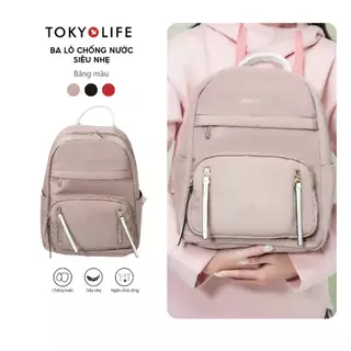 Balo đi học basic TOKYOLIFE chống nước chống thấm siêu nhẹ phong cách thời trang 40001933 (24x16x33cm)