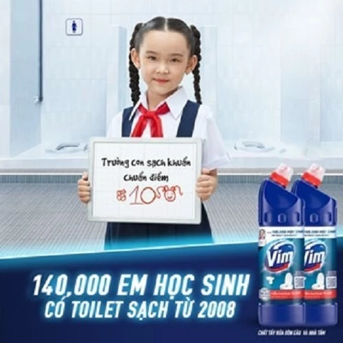 Combo 3 Nước Tẩy Bồn Cầu và Nhà Vệ Sinh Vim Diệt Khuẩn| Diệt 99,9% Vi Khuẩn (880ml)
