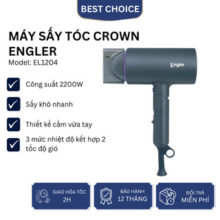 Máy sấy tóc Engler EL1204 Crown 2200W,2 tốc độ gió, 3 chế độ nhiệt, làm khô nhanh, không gây khô tóc