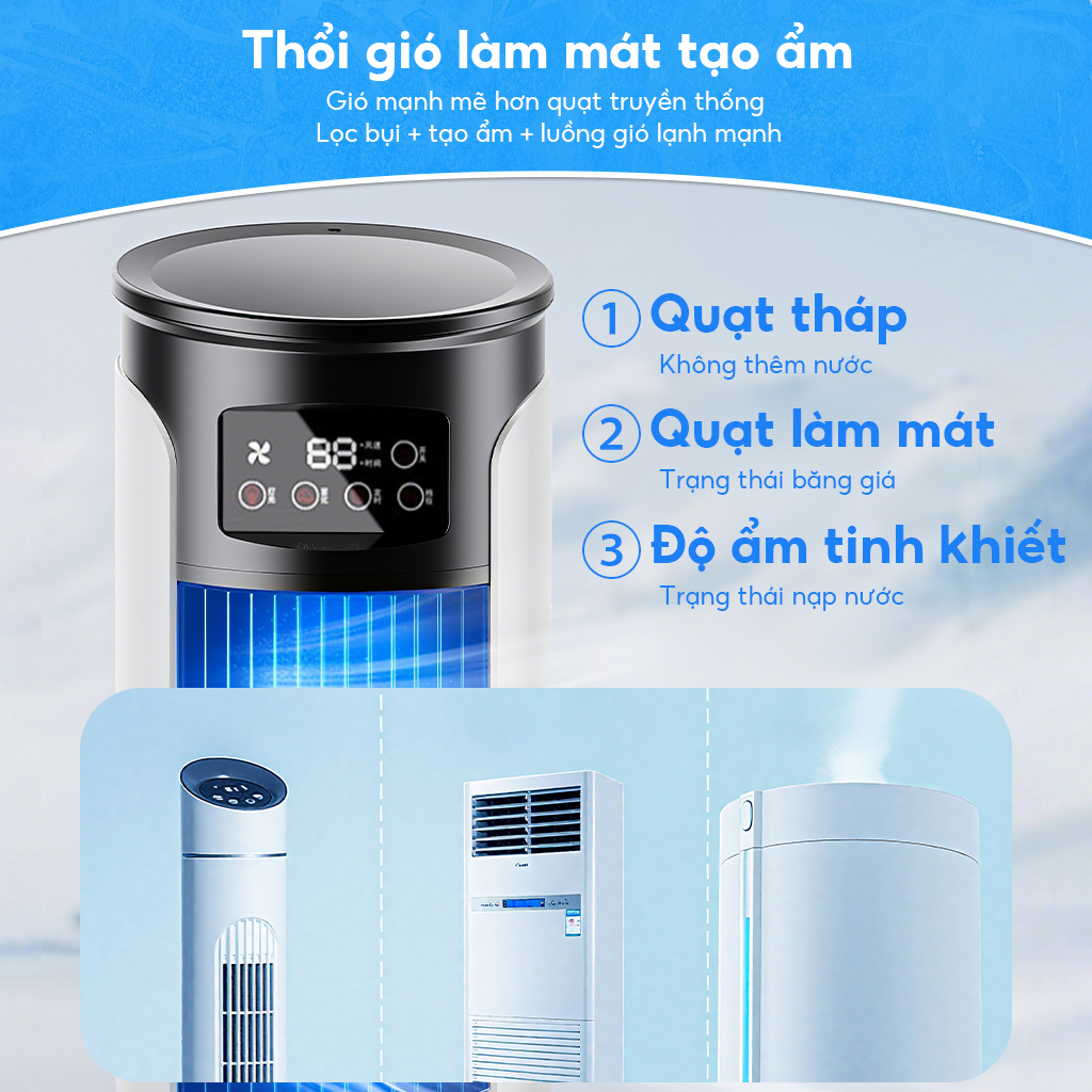 Điều Hòa Mini Hơi Nước Siêu Mát - Quạt Điều Hòa Mini Để Bàn Nhỏ Gọn