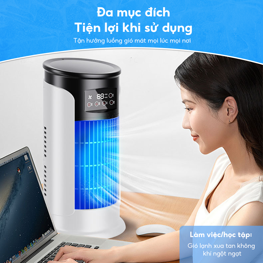 Điều Hòa Mini Hơi Nước Siêu Mát - Quạt Điều Hòa Mini Để Bàn Nhỏ Gọn