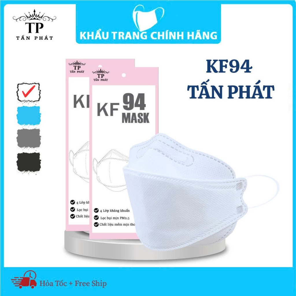 Khẩu Trang KF94 Tấn Phát Thùng 300 Cái 4 Lớp Ôm Mặt Chống Nắng Tia UV