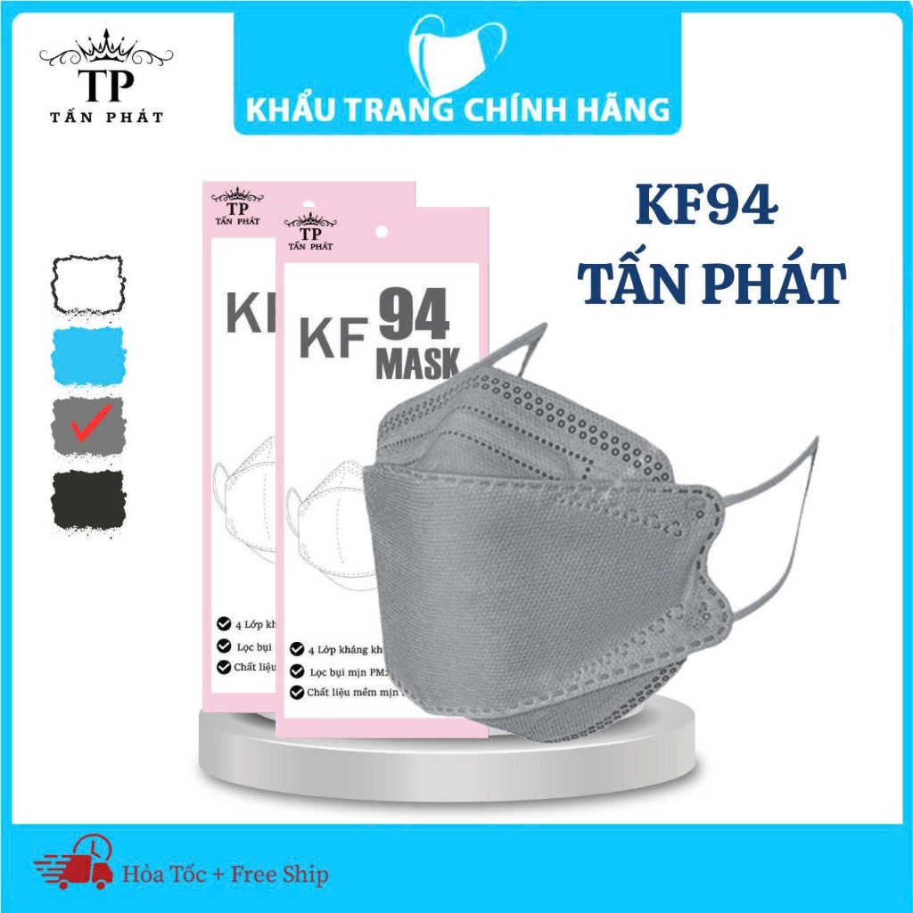 Khẩu Trang KF94 Tấn Phát Thùng 300 Cái 4 Lớp Ôm Mặt Chống Nắng Tia UV