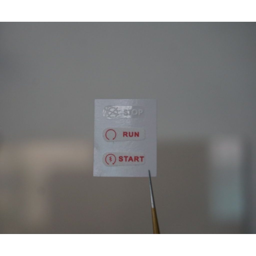 Bộ Chữ dán nút đóng mở động cơ khẩn cấp Kill switch STOP RUN STAR xe moto. Decal chống nước