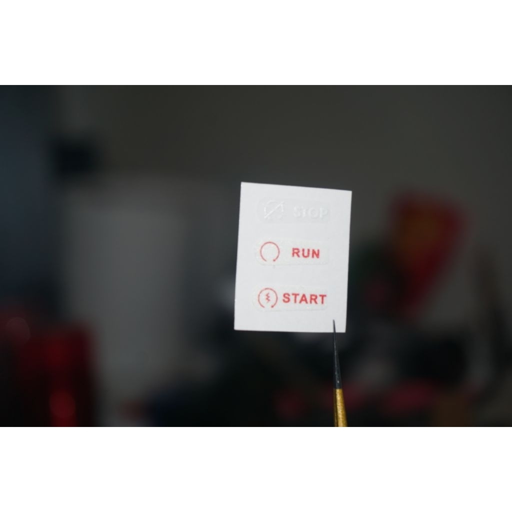 Bộ Chữ dán nút đóng mở động cơ khẩn cấp Kill switch STOP RUN STAR xe moto. Decal chống nước