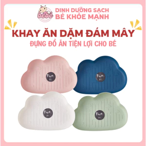 Khay ăn dặm cho bé hình đám mây ngộ nghĩnh không trơn tuột, nhựa mềm mại an toàn cho bé