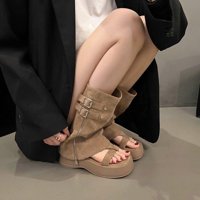 Giày Sandal Ống Quần Mũi Kẹp Đế Độn 6cm Đi Được 2 Kiểu Thời Trang Mùa Hè 2025