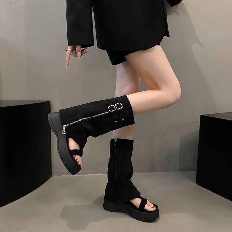 Giày Sandal Ống Quần Mũi Kẹp Đế Độn 6cm Đi Được 2 Kiểu Thời Trang Mùa Hè 2025