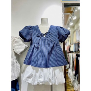 Áo babydoll kẻ sọc ty phồng siu xinh
