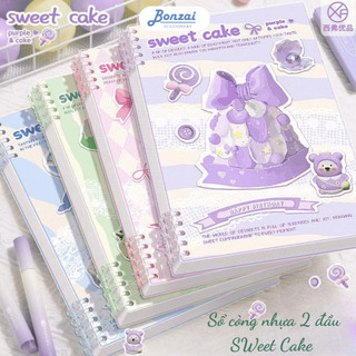 Sổ vở còng bìa lót hoạ tiết bánh ngọt Sweet Cake  + Ruột Giấy BONZAI
