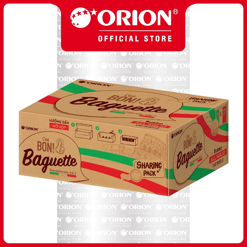 [ĐỘC QUYỀN] Hộp 15 Gói Bánh Nướng Giòn Vị Bơ Tỏi Orion C'est Bon Baguette (540g)
