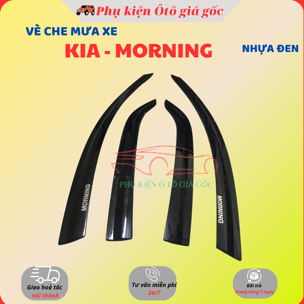 Vè che mưa xe Kia Morning 2005 - 2011, 2012-2020, 2021-HIỆN NAY - nhựa đen thái dày dặn, cao cấp