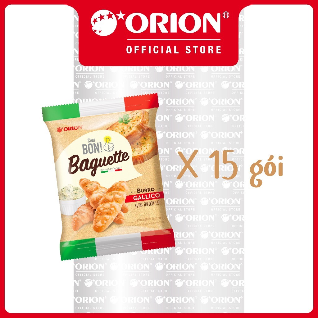 [LIVESTREAM] [ĐỘC QUYỀN] Hộp 15 Gói Bánh Nướng Giòn Vị Bơ Tỏi Orion C'est Bon Baguette (540g)