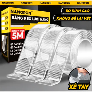 Băng Keo Nano Lưới Siêu Dính Bản 3CM X 5M NANORON Băng Keo 2 Mặt Nano Trong Suốt Dính Đồ Vật