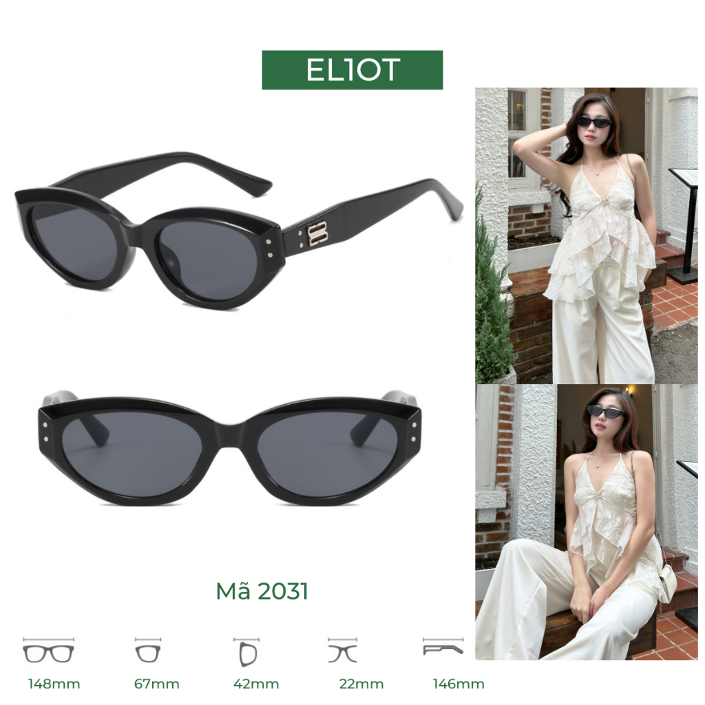 Kính râm mắt mèo ELIOT EYEWEAR kiểu dáng thời trang tròng kính chống tia UV400 phù hợp với cả nam và nữ 2031