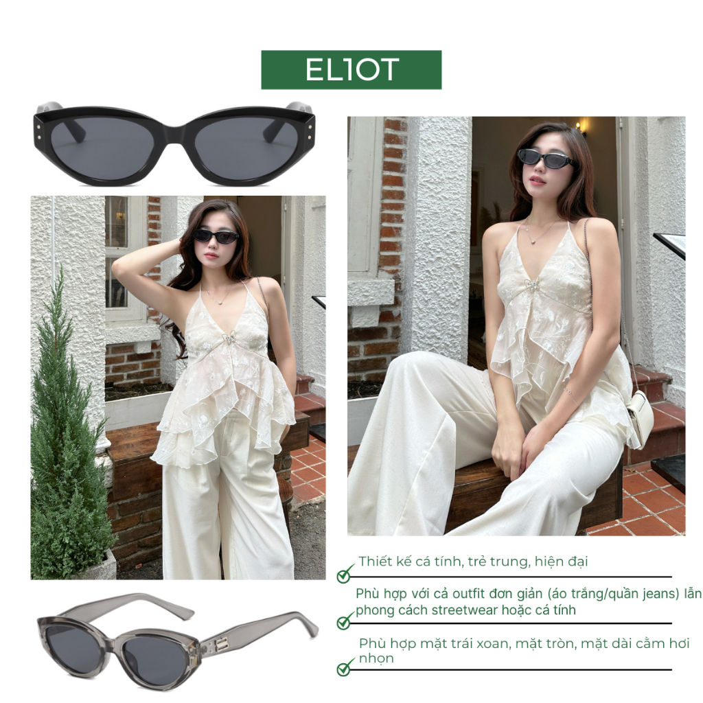 Kính râm mắt mèo ELIOT EYEWEAR kiểu dáng thời trang tròng kính chống tia UV400 phù hợp với cả nam và nữ 2031