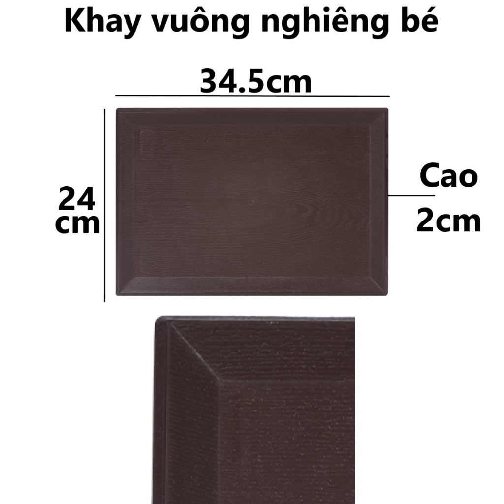 Khay chữ nhật vân gỗ Hàn Quốc nhựa VIỆT NHẬT - Đựng đồ ăn, phục vụ hàng quán - 5708/9/10/11/12 AMIZIN