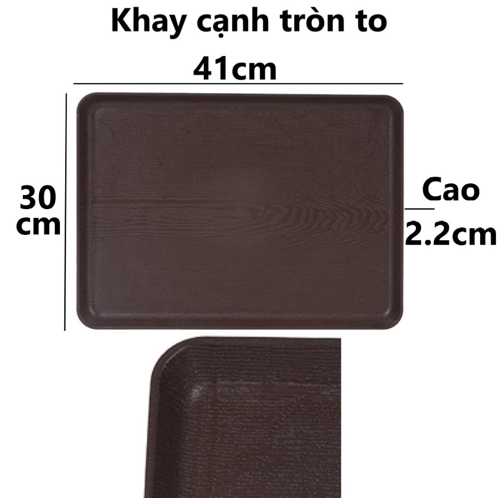Khay chữ nhật vân gỗ Hàn Quốc nhựa VIỆT NHẬT - Đựng đồ ăn, phục vụ hàng quán - 5708/9/10/11/12 AMIZIN