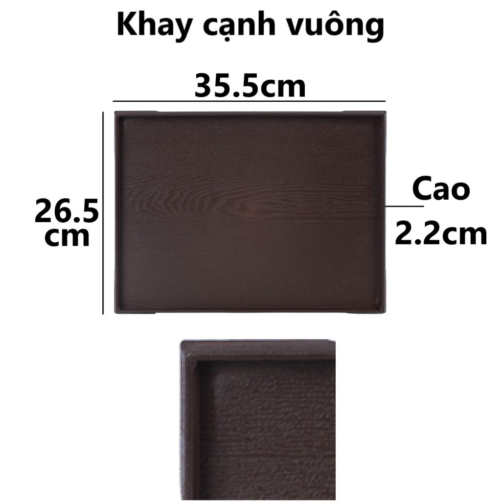 Khay chữ nhật vân gỗ Hàn Quốc nhựa VIỆT NHẬT - Đựng đồ ăn, phục vụ hàng quán - 5708/9/10/11/12 AMIZIN