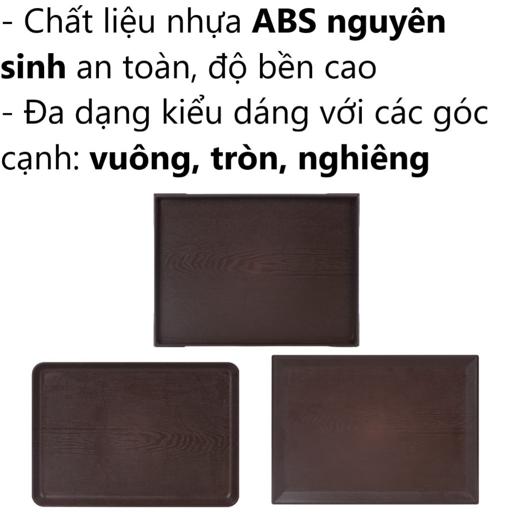 Khay chữ nhật vân gỗ Hàn Quốc nhựa VIỆT NHẬT - Đựng đồ ăn, phục vụ hàng quán - 5708/9/10/11/12 AMIZIN
