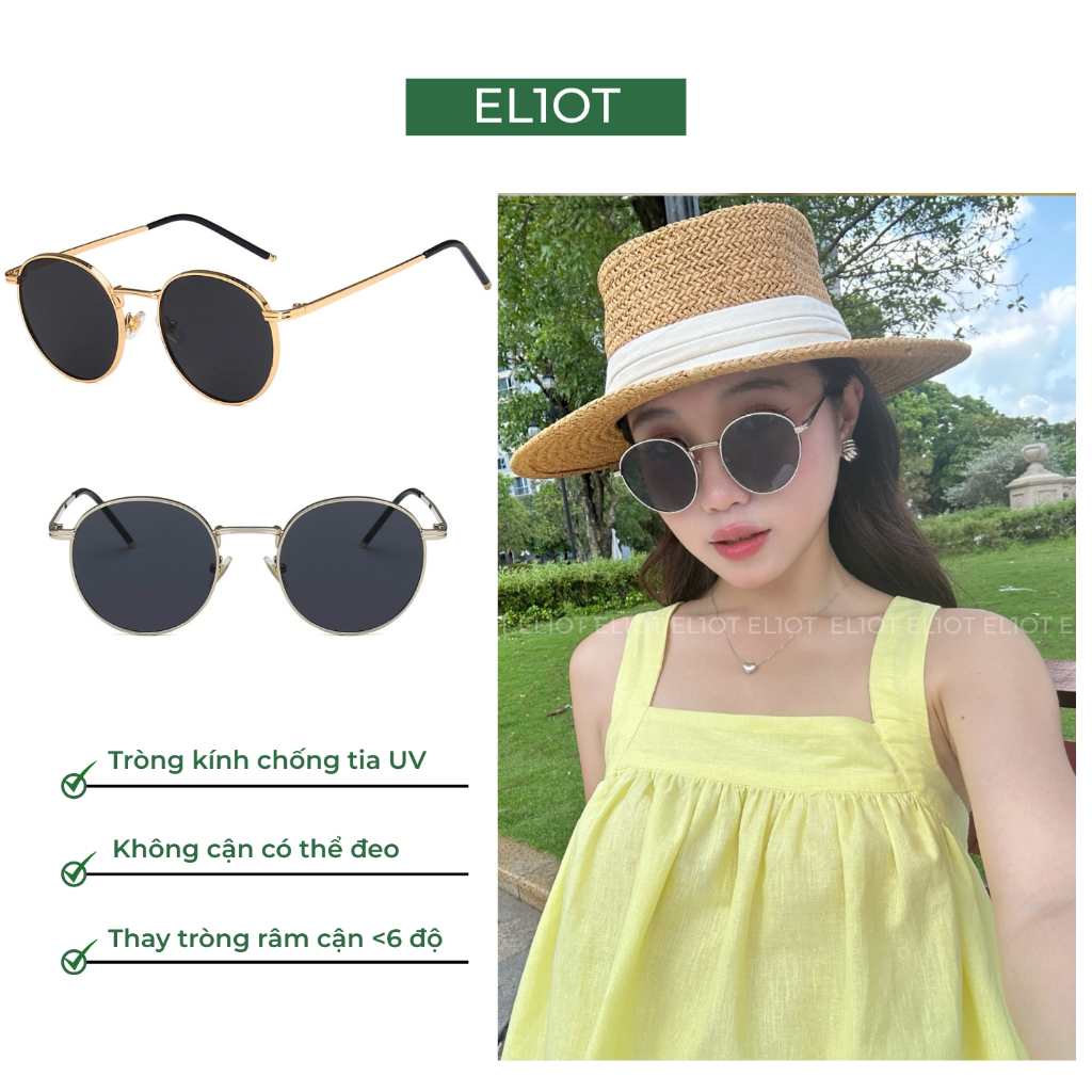 Kính râm mắt tròn ELIOT tròng kính chống tia UV400 kiểu dáng thời trang phù hợp cả nam và nữ 915