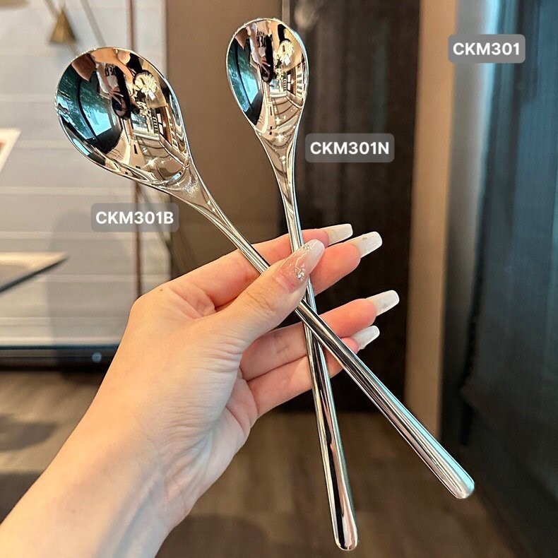 Thìa Khuấy Inox Cao Cấp, Thìa Pha Sữa, Dụng Cụ Pha Chế Cán Dài Bản Vuông
