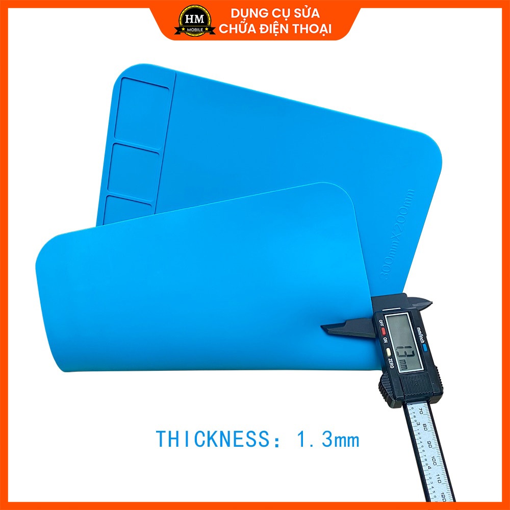 Thảm lót sửa chữa điện thoại chịu nhiệt 300x200x1.3mm, dùng kê máy, để ốc vít khi tháo lắp, hàn khò