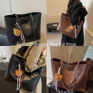 Túi xách công sở tote tặng kèm charm gấu size 30 vừa laptop, A4 đi làm đi chơi siêu xinh