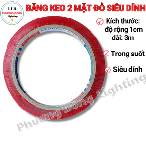 Cuộn băng keo nano 2 mặt siêu dính màu đỏ dài 3m