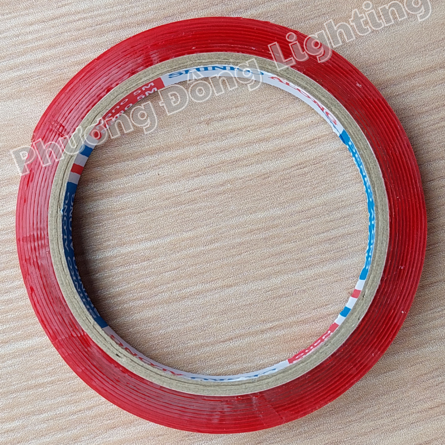 Cuộn băng keo nano 2 mặt siêu dính màu đỏ dài 3m
