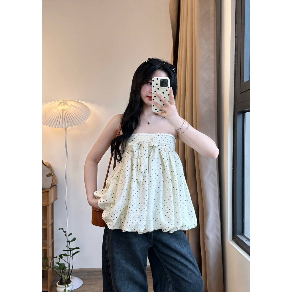 Áo Cúp Ngực Quây Phồng Thắt Nơ Áo Bí Cup Ngực Tôn Dáng Joolate 520 P7k5