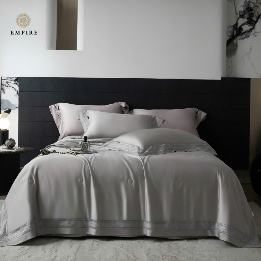 [Tặng chăn hè] Bộ chăn ga gối đệm 5 món tencel 120s EMPIRE cao cấp chăn drap kích thước theo nhu cầu