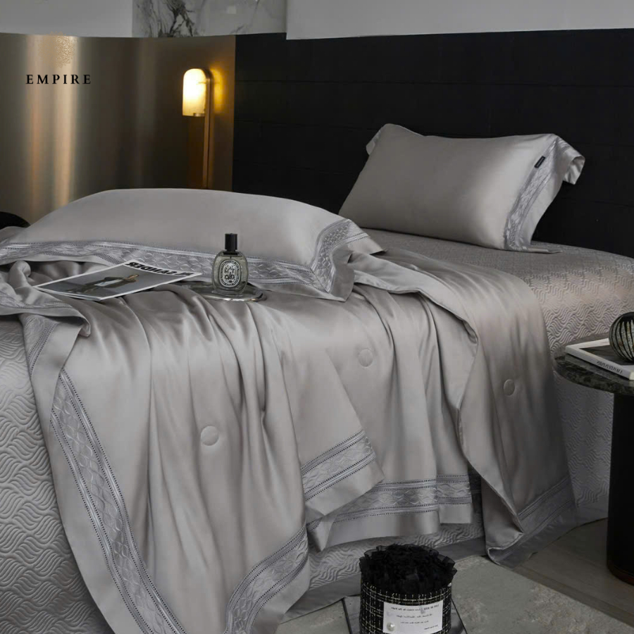 [Tặng chăn hè] Bộ chăn ga gối đệm 5 món tencel 120s EMPIRE cao cấp chăn drap kích thước theo nhu cầu