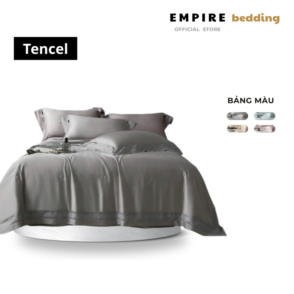 [Tặng chăn hè] Bộ chăn ga gối đệm 5 món tencel 120s EMPIRE cao cấp chăn drap kích thước theo nhu cầu