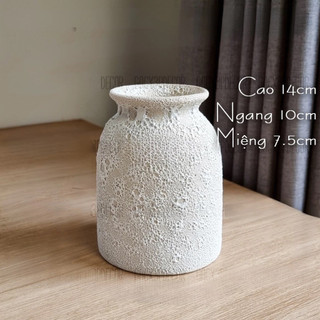 Bình hoa gốm sứ chuẩn Bát tràng dáng hũ nơ nhỏ 13 cm trang trí decor màu pastel atlantis để bàn xinh xắn