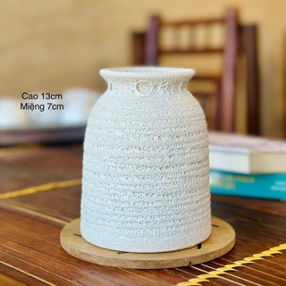 Bình hoa gốm sứ chuẩn Bát tràng dáng hũ nơ nhỏ 13 cm trang trí decor màu pastel atlantis để bàn xinh xắn