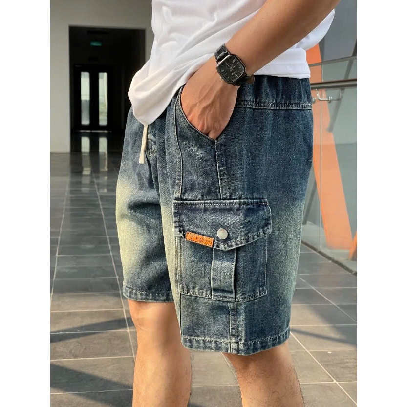 Quần short jean nam túi hộp ANUBIS chất liệu jean cao cấp thoáng mát